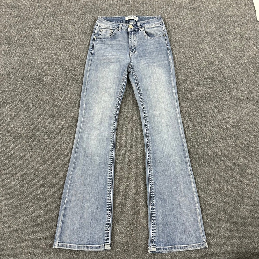 Wax Jean Jeans Womens Size 3/26 Blue Flare Bootcut Medium Wash Stretch Denim